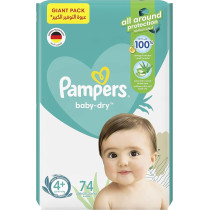 Pampers Baby-Dry Diapers With Aloe Vera Lotion And Leakage Protection, Size 4 Plus, 10-15 Kg, 74 Diapers