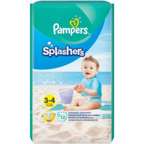 Pampers Splashers Disposable Swimming Trunks Size 3-4 (6-11 Kg) For Optimal Protection In The Water - 12 Nappies