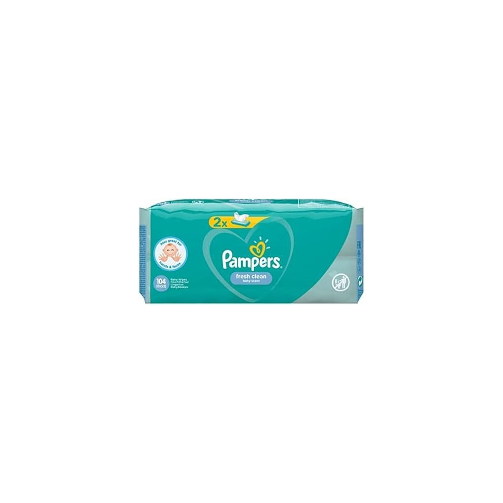 Pampers Fresh Clean 81688037 Baby Wet Wipes 104 Pc(S) - Baby Wipes Wet Baby Wipe, Plastic Bag, Girl/Boy, White