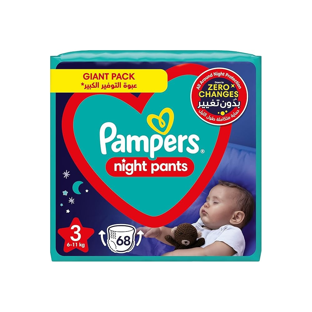 Pampers Baby-Dry Night Pants Diapers For All Around Night Protection, Size 3, 6-11Kg, 68 Diaper Count