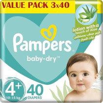 Pampers Baby-Dry Diapers, Size 4 Plus, Large +, 9-16 Kg, Value Pack, 40 x 3 Count