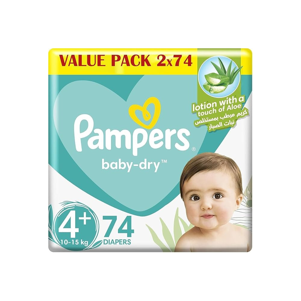 Pampers Active Baby Dry Diapers, 9-16 Kg, 100% Leackage Protection Double Mega Pack - Size 4 Plus, 148 Count