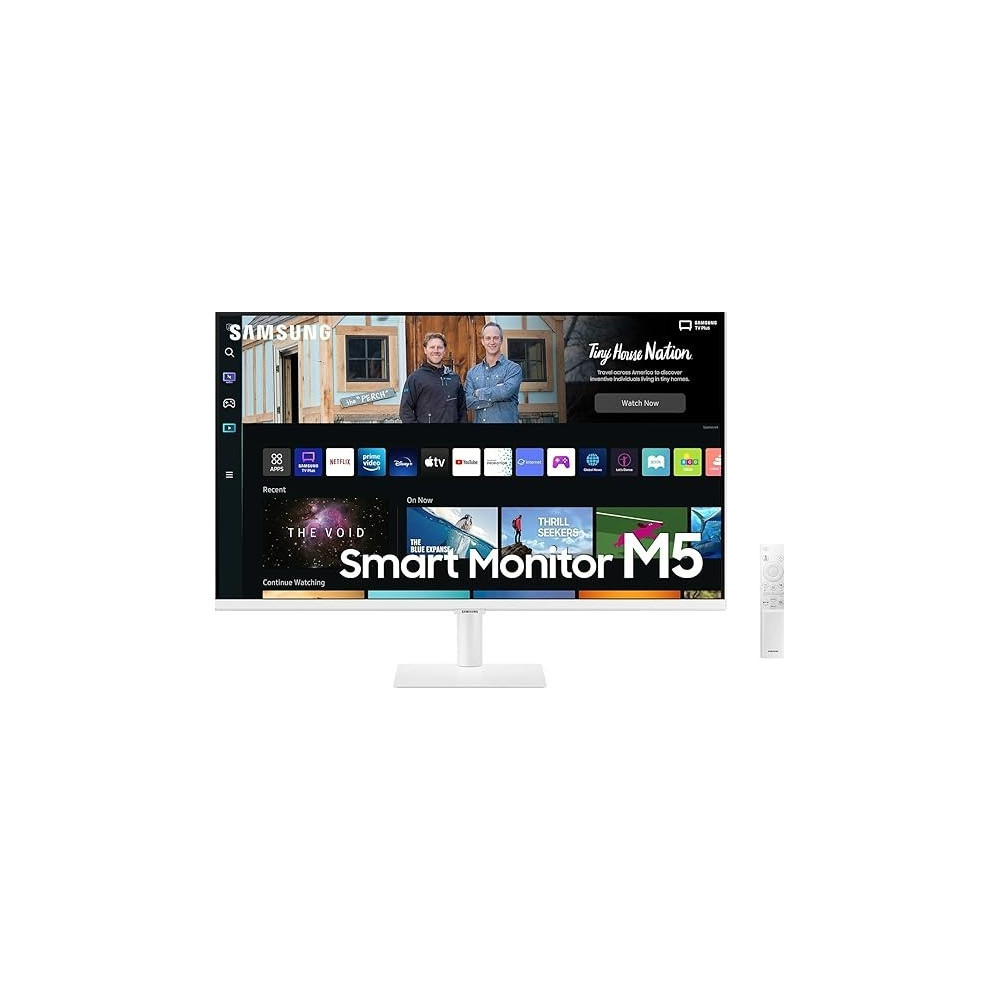Samsung 32 Inch Flat Smart M5 FHD Monitor With Remote And Speaker, White