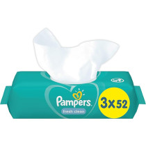 Pampers Fresh Clean 81688041 Baby Wipes, Pack Of 52, Wet Baby Wipe, Plastic Bag, Girl/Boy, Turquoise, White