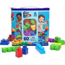 Mega Blokes Big Building Bag Building Set With 60 Big And Colourful Building Blocks, And 1 Storage Bag, Toy Gift Set For Ages 1 And Up