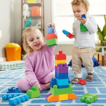 Mega Blokes Big Building Bag Building Set With 60 Big And Colourful Building Blocks, And 1 Storage Bag, Toy Gift Set For Ages 1 And Up
