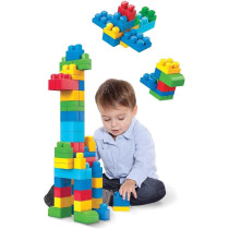 Mega Blokes Big Building Bag Building Set With 60 Big And Colourful Building Blocks, And 1 Storage Bag, Toy Gift Set For Ages 1 And Up