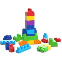 Mega Blokes Big Building Bag Building Set With 60 Big And Colourful Building Blocks, And 1 Storage Bag, Toy Gift Set For Ages 1 And Up