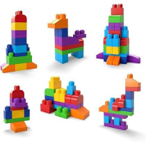 Mega Blokes Big Building Bag Building Set With 60 Big And Colourful Building Blocks, And 1 Storage Bag, Toy Gift Set For Ages 1 And Up