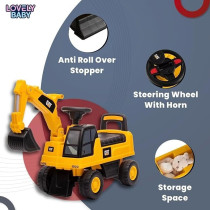 Lovely Baby Ride On Car For Kids Lb 662 Push Crane With Steering - Music And Horn - Storage - Hand- Controlled Excavator - Foot To Floor - Sit And Ride Toy - Age 1-3 Years