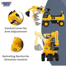 Lovely Baby Ride On Car For Kids Lb 662 Push Crane With Steering - Music And Horn - Storage - Hand- Controlled Excavator - Foot To Floor - Sit And Ride Toy - Age 1-3 Years