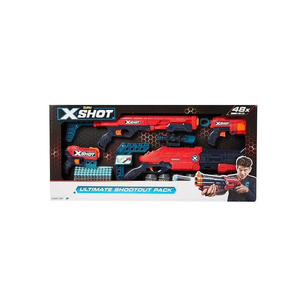 Xshot 48 Foam Darts Blaster Ultimate Shootout Pack Of 4 Toy Guns, Action Aiming Game For Kids, Perfect Outdoor Activity For, Teen, Adult, Boys And Girls, Gift For Kids, Ages 8+