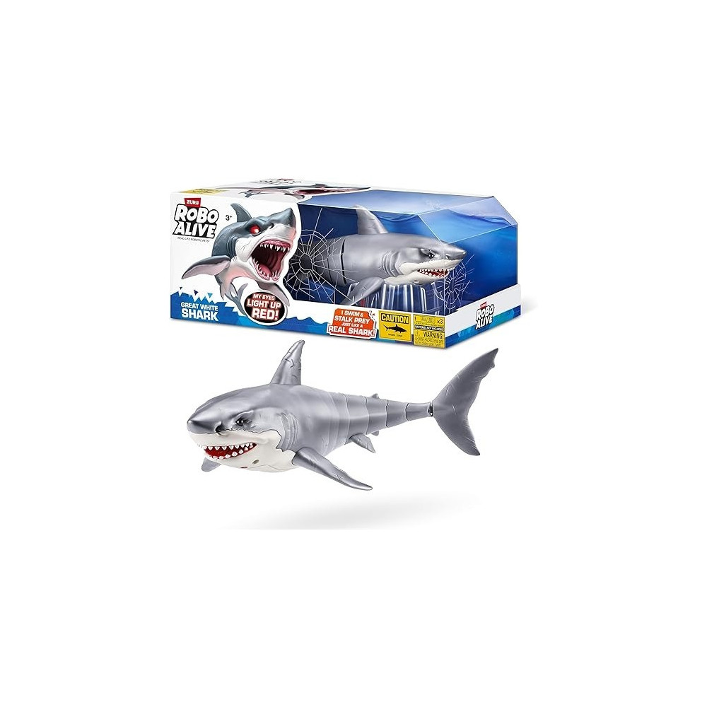 Zuru Robo Alive Great White Shark Series 1 By Zuru Robotic Shark Toy With Battery Powered Lighting Summer Pool Toy Bath