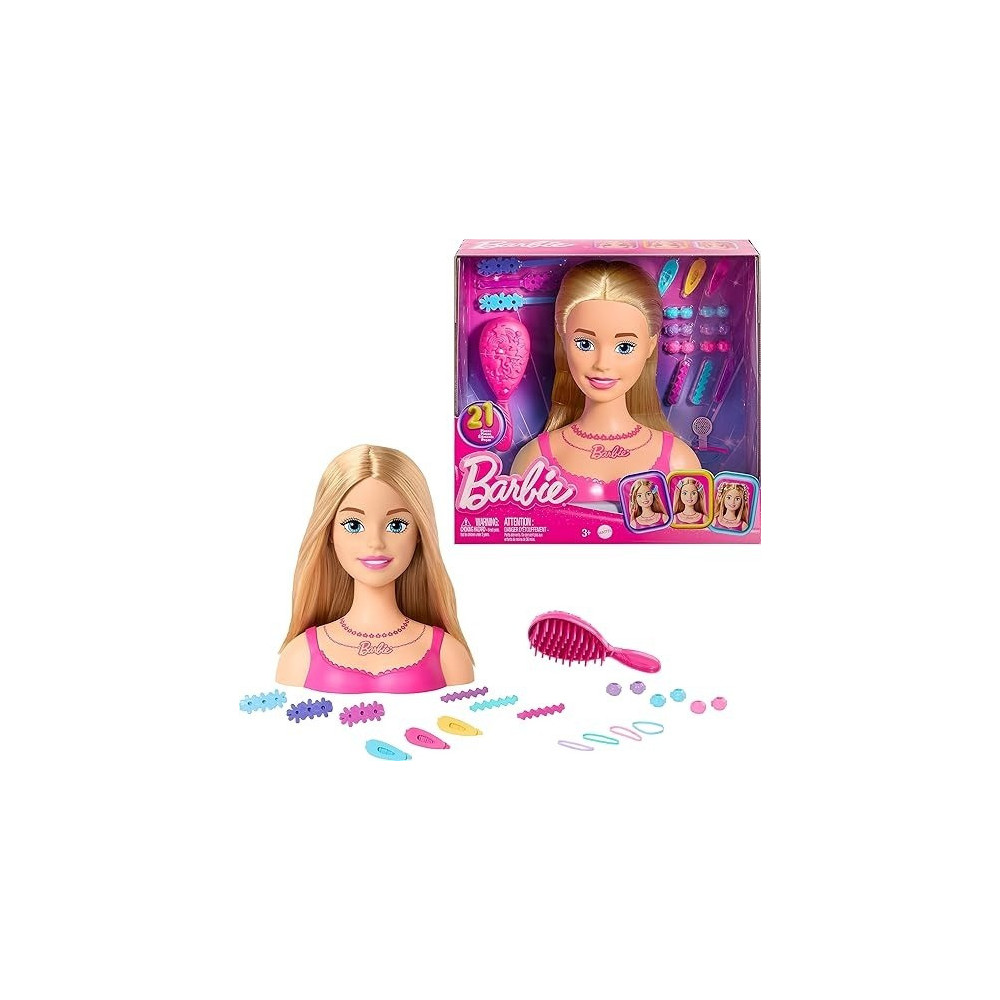 Barbie Doll Styling Head, Blond Hair With 20 Colorful Accessories
