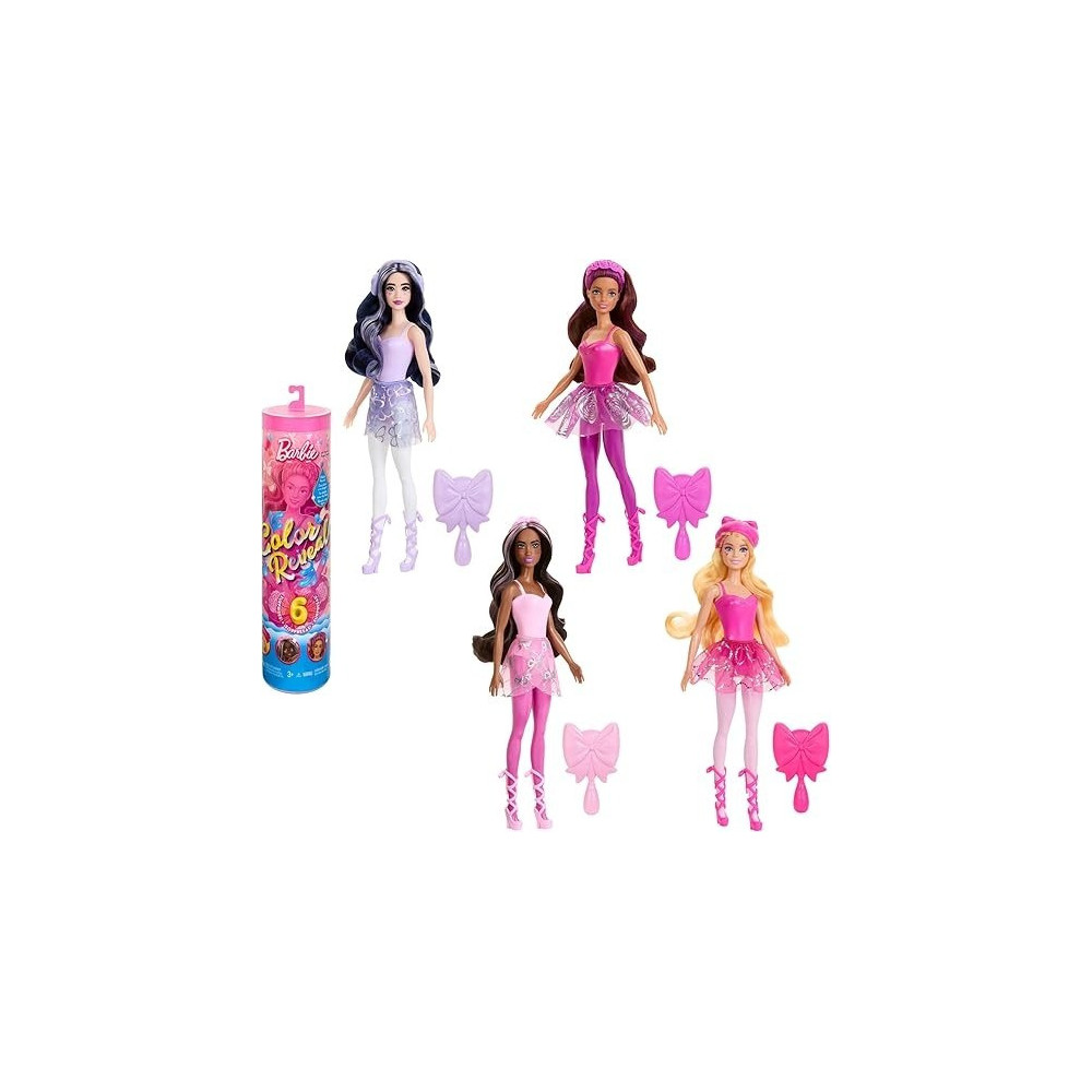 Barbie Color Reveal Doll And Accessories, Ballerina Series, 6 Unboxing Surprises Include Color Change, Inspired By Balletcore