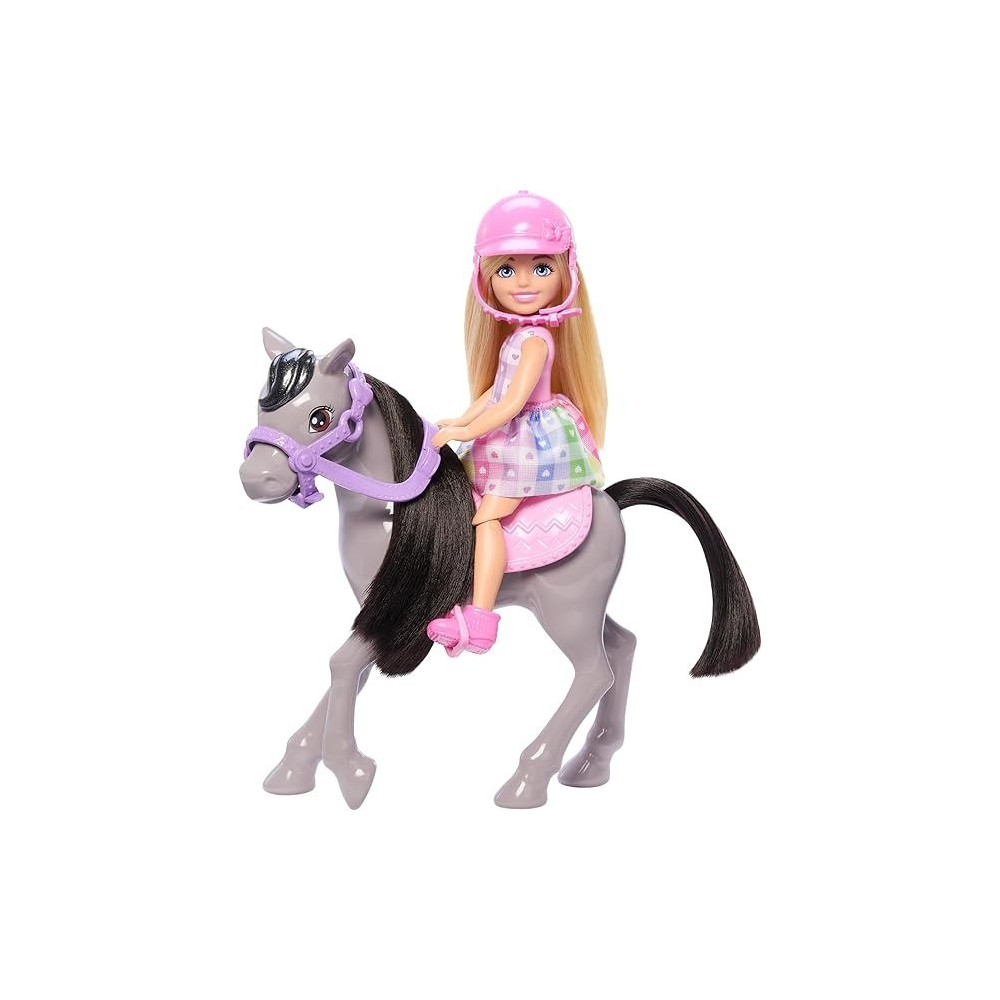 Barbie Chelsea Doll And Horse Toy Set, Includes Helmet Accessory, Doll Bends At Knees To Ride Pony