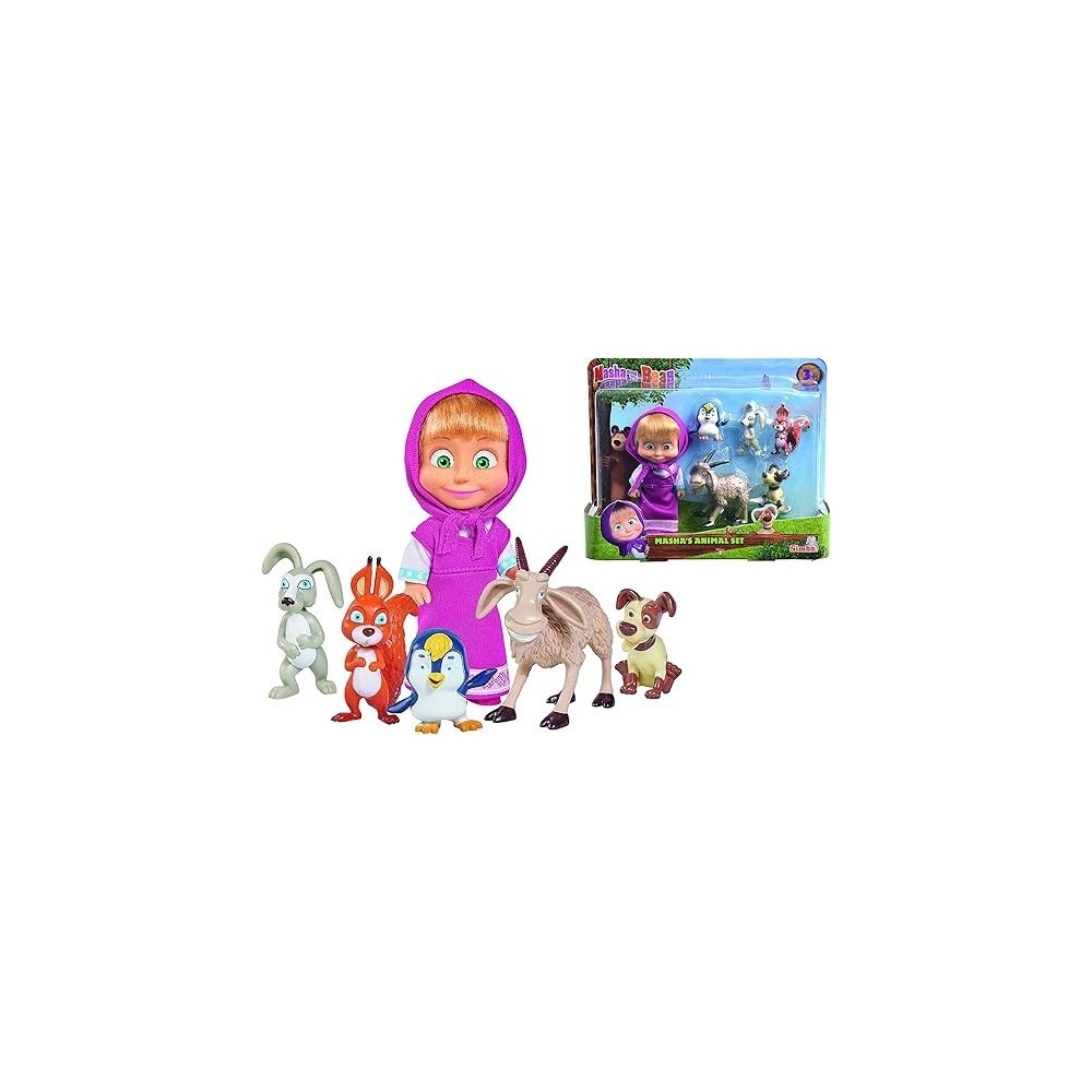 Masha And The Bear Animal Friends Play Set Doll, 5 Animals, 109301060