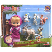 Masha And The Bear Animal Friends Play Set Doll, 5 Animals, 109301060