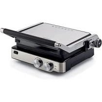 Kenwood Grill 2000W Contact Health Grill Panini Press with Variable Temperature, Timer, 3 Grill Positions for Panini, Burger, Sandwich, Pizza, Steak, Chicken, Fish, Vegetables HGM80.000SS Silver/Black