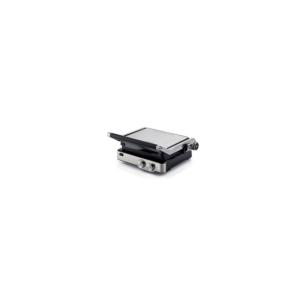 Kenwood Grill 2000W Contact Health Grill Panini Press with Variable Temperature, Timer, 3 Grill Positions for Panini, Burger, Sandwich, Pizza, Steak, Chicken, Fish, Vegetables HGM80.000SS Silver/Black