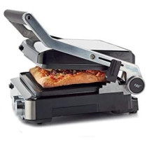 Kenwood Grill 2000W Contact Health Grill Panini Press with Variable Temperature, Timer, 3 Grill Positions for Panini, Burger, Sandwich, Pizza, Steak, Chicken, Fish, Vegetables HGM80.000SS Silver/Black