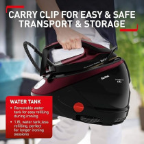 Tefal Pro Express Protect High Pressure Steam Generator Iron, 1.8 L Capacity, 7.5 Bar, 140 g/min Continuous Steam And 560 g/min Steam Boost, 2600 Watt, Removable Scale Collector, Burgundy/Black GV9230