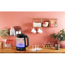 Tefal Electric Glass Kettle KI840830, with Auto Shut-Off And Removable Mesh Filter, Fresh Water Boiled, 2200W, 1.7 Liters, Black