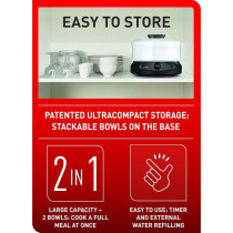 Tefal Steam Cooker Minicompact Black 6L Steamer Easy To Store, VC139865