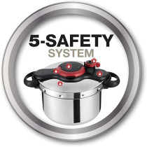 Tefal Pressure Cooker Clipso Minut Easy 6L Express Cooking Vitamins Preserved One-Handed Opening/Closing Safe Full Compatibility With All Stovetops, P4620768