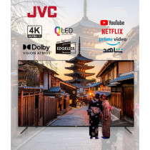 JVC 85 inch Edgeless 4K UHD QLED Google Tv With Voice Remote, Bluetooth, Built in Chromecast and Dolby Audio-2024 Model LT-85NQ7145