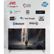 JVC 85 inch Edgeless 4K UHD QLED Google Tv With Voice Remote, Bluetooth, Built in Chromecast and Dolby Audio-2024 Model LT-85NQ7145
