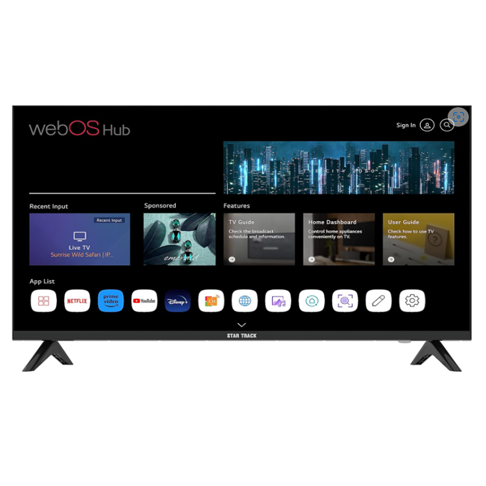 Star Track 65 Inch 4K Smart TV webOS Hub, Bezel less, Magic Remote, Bluetooth, Netflix, YouTube, Satellite Receiver