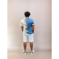 Zeus Logo Print Sports T-shirt, L White and Blue 