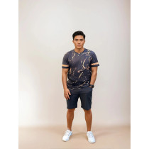 Zeus Logo Print Sports T-shirt, L Black and Gold 
