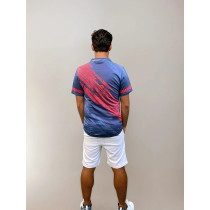 Zeus Logo Print Sports T-shirt, L Blue and Red