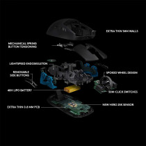 Logitech G Pro Wireless Gaming Mouse, Hero 25K Sensor, 25,600 Dpi, Rgb, Ultra Lightweight, 4-8 Programmable Buttons, Long Battery Life, Powerplay-Compatible, Built For Esports, Pc/Mac, Black