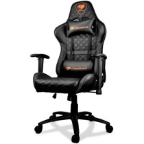 Cougar Gaming Chair Armor One, Steel-Frame, Breathable Pvc Leather, 180 Degree Recliner System, 120Kg Weight Capacity, 2D Adjustable Arm-Rest, Steel 5-Star Base, Black