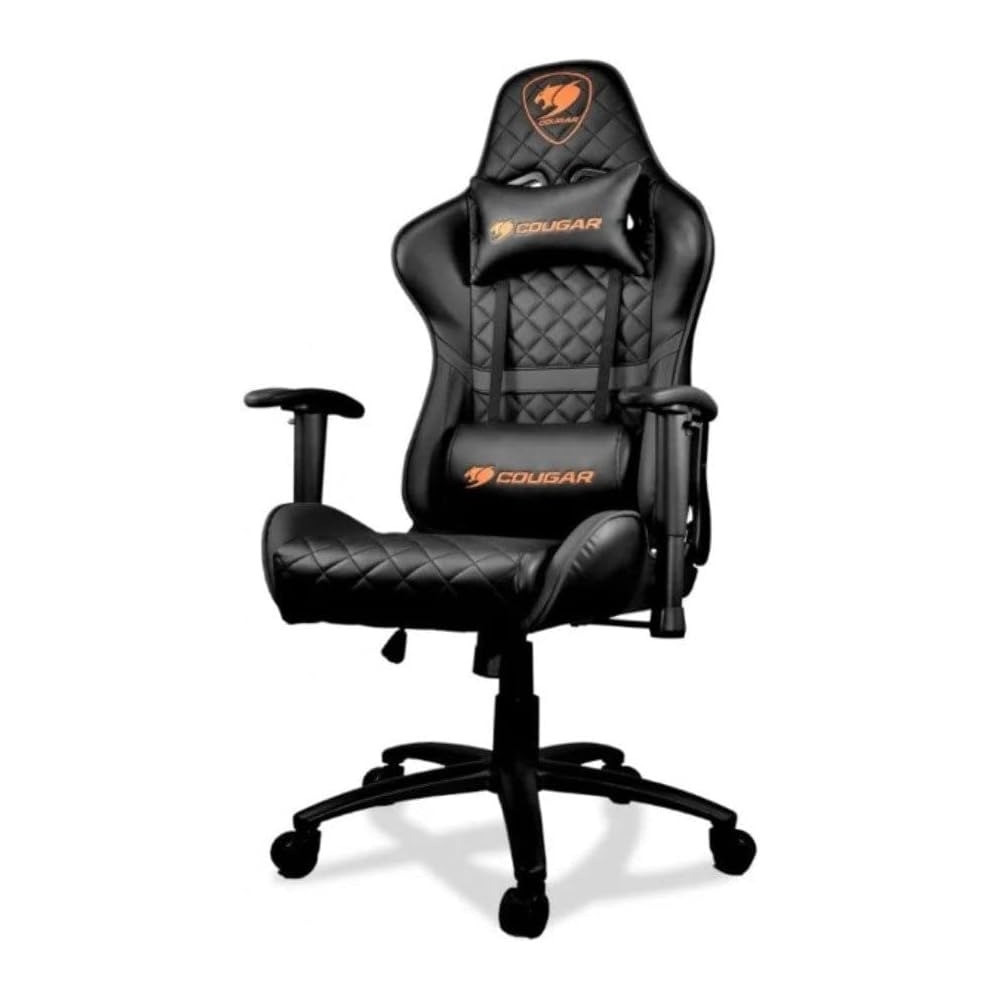 Cougar Gaming Chair Armor One, Steel-Frame, Breathable Pvc Leather, 180 Degree Recliner System, 120Kg Weight Capacity, 2D Adjustable Arm-Rest, Steel 5-Star Base, Black