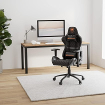 Cougar Gaming Chair Armor One, Steel-Frame, Breathable Pvc Leather, 180 Degree Recliner System, 120Kg Weight Capacity, 2D Adjustable Arm-Rest, Steel 5-Star Base, Black