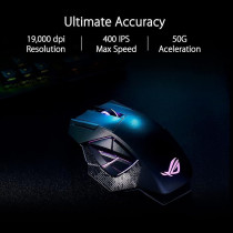 Asus Rog Spatha X Wireless Gaming Mouse, 2.4 Ghz/Wired Usb, 19,000 Dpi Optical Sensor, 12 Programmable Buttons, Rgb, Swappable Switch Design, Micro Switches, Magnetic Charging Stand, Black