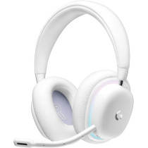 Logitech G G735 Wireless Gaming Headset, Customisable Lightsync Rgb Lighting, Lightspeed, Bluetooth, 3.5 Mm Aux Compatible With Pc, Mobile Devices, Detachable Microphone, White Mist