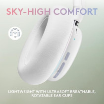 Logitech G G735 Wireless Gaming Headset, Customisable Lightsync Rgb Lighting, Lightspeed, Bluetooth, 3.5 Mm Aux Compatible With Pc, Mobile Devices, Detachable Microphone, White Mist