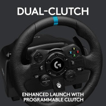 Logitech G923 Racing Wheel And Pedals, Trueforce Feedback, Responsive Driving Design, Dual Clutch Launch Control, Genuine Leather, For Xbox One, Pc, Black