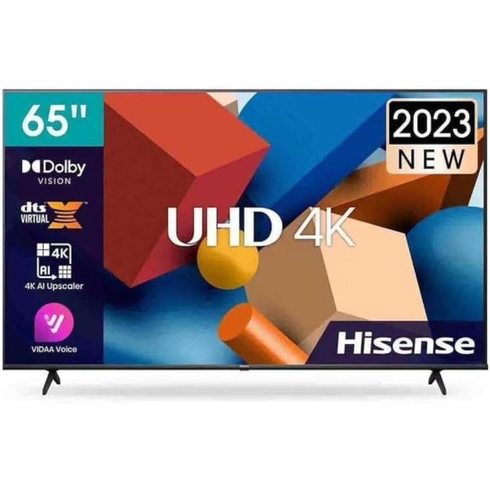Hisense 65 Inch 4K UHD Smart DLED TV, 65A61K, Black