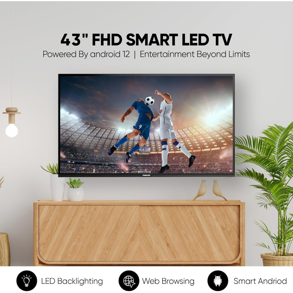 Nikai 43 Inch Full HD LED Smart TV, Black, NTV4300SLED