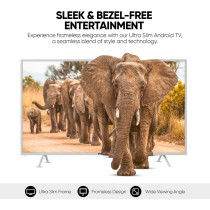 Nikai 75 Inch 4K UHD Android TV, Android 13, Bezel-Free Frameless Design, Powerful A55 Quad-Core Processor, Netflix, Prime Video, YouTube And Web Browsing, UHD75SLEDT