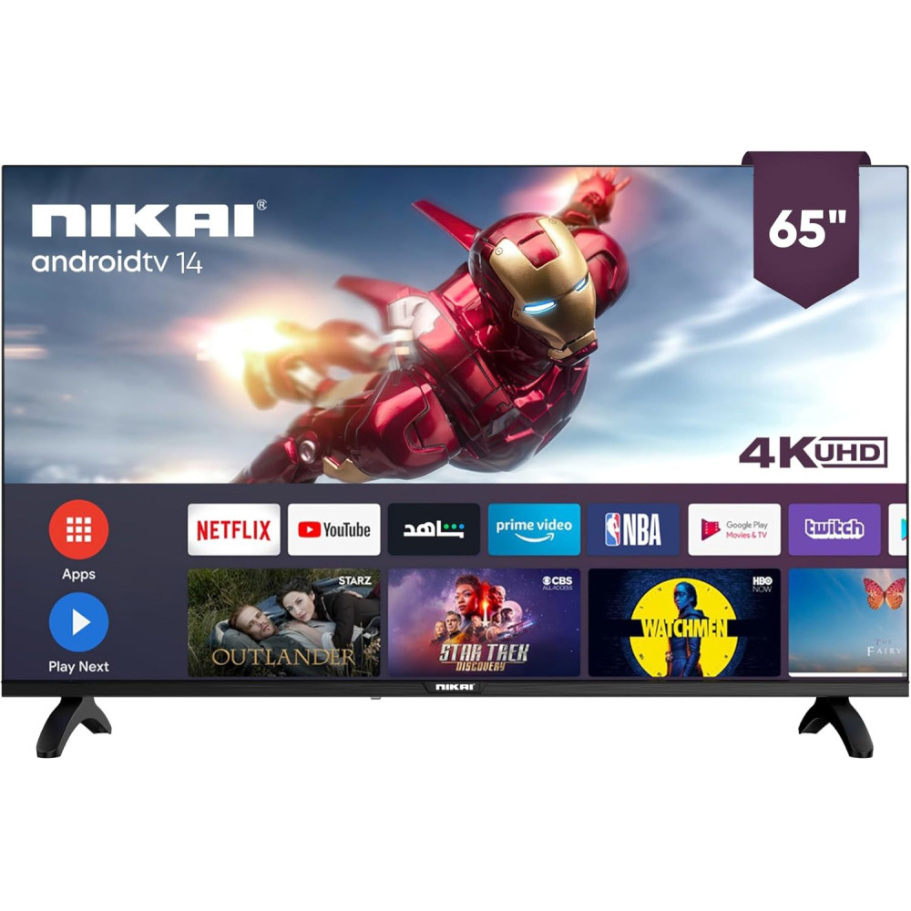 Nikai 65-Inch 4K UHD Android Smart LED TV, Ultra HD Resolution, Built-In Apps (Netflix, YouTube, Facebook, Twitter, Skype), 60Hz Refresh Rate, USB And HDMI Connectivity, DLNA Support, UHD65SLED