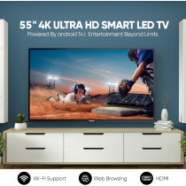Nikai 55Inch Ultra HD 4K Smart LED TV, Android 14, Built-in WiFi, 60Hz Refresh Rate, Quad-Core Processor, 3 HDMI Ports, 2 USB Ports, Slim Frame, UHD5510SLED