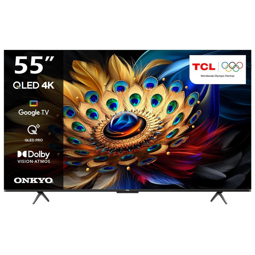 TCL 55 Inch 4K QLED Pro Smart Google TV, HDR 10+, Dolby Vision Atmos, 120Hz VRR+120Hz DLG, ONKYO 2.1ch, Slim And Uni-Body Design, 55C655