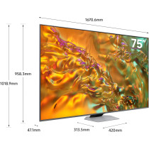 Samsung QLED Q80D 75 Inch NQ4 AI Gen2 Processor 4K Smart TV, Eclipse Silver